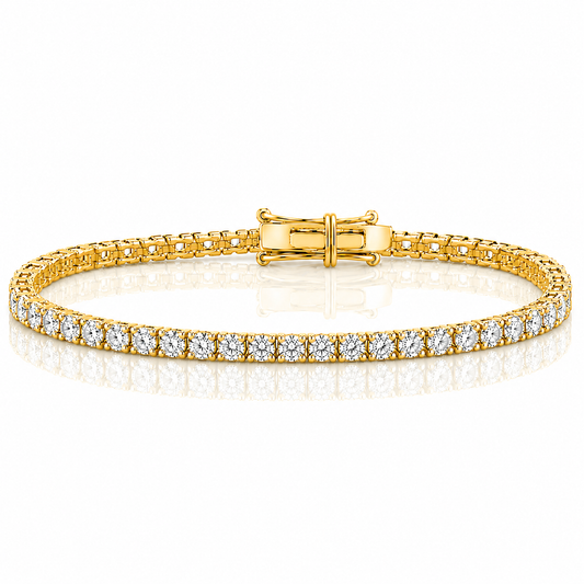14k Yellow Gold Lab Grown Round Diamond Classic Tennis Bracelet 4.00ctw