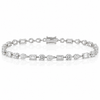 14k White Gold Lab Grown Multi Shape Emerald & Oval & Round Diamond Tennis Bracelet 7.00ctw