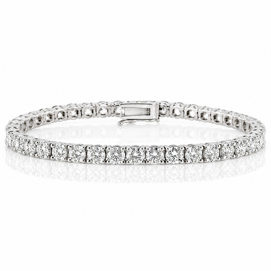 14k White Gold Lab Grown Round Diamond Classic Tennis Bracelet 10.00ctw