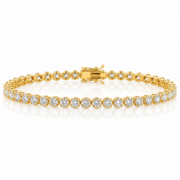 14k Yellow Gold Lab Grown Round Diamond Crown Prong Tennis Bracelet 4.50ctw