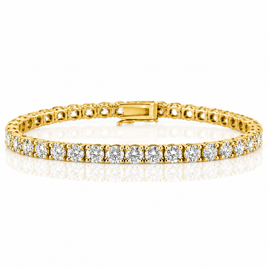 14k Yellow Gold Lab Grown Round Diamond Classic Tennis Bracelet 10.00ctw