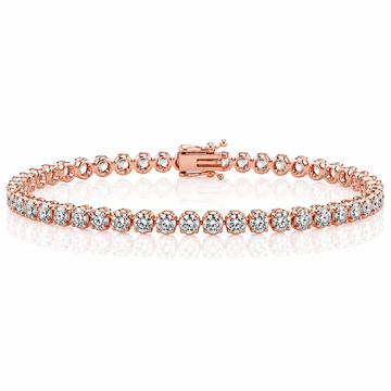 14k Rose Gold Lab Grown Round Diamond Crown Prong Tennis Bracelet 3.50ctw