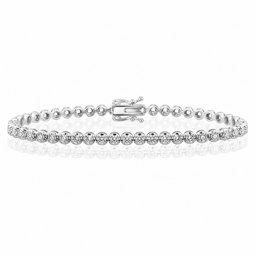 14k White Gold Lab Grown Round Diamond Crown Prong Tennis Bracelet 2.50ctw