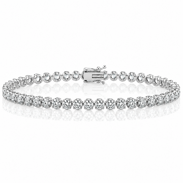 14k White Gold Lab Grown Round Diamond Crown Prong Tennis Bracelet 3.50ctw