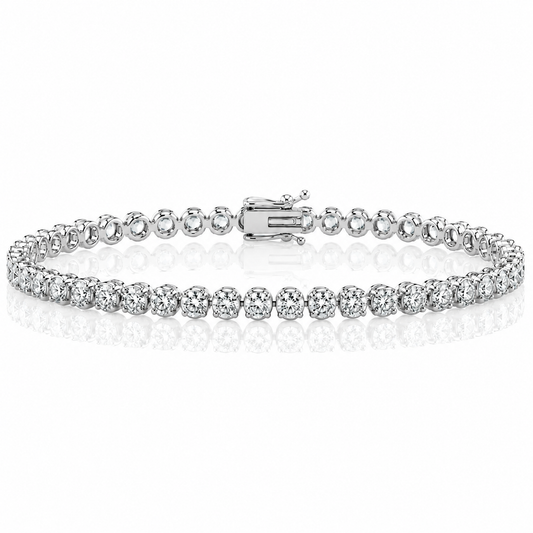 14k White Gold Lab Grown Round Diamond Crown Prong Tennis Bracelet 3.50ctw