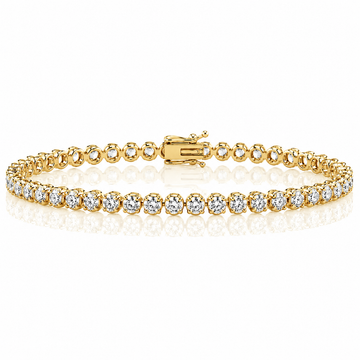 14k Yellow Gold Lab Grown Round Diamond Crown Prong Tennis Bracelet 3.50ctw