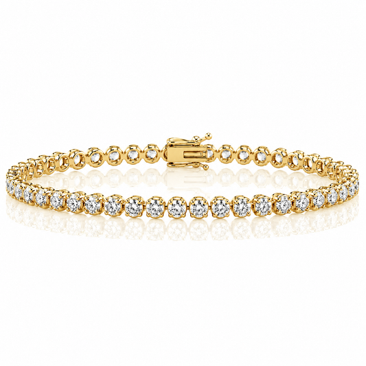14k Yellow Gold Lab Grown Round Diamond Crown Prong Tennis Bracelet 3.50ctw