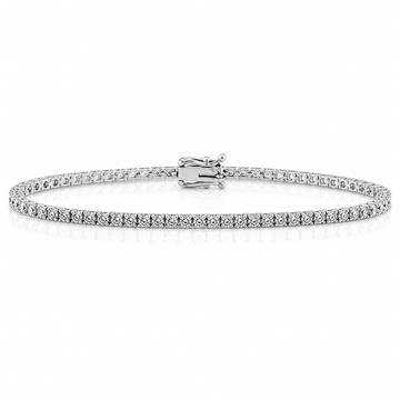 14k White Gold Lab Grown Round Diamond Classic Tennis Bracelet 2.00ctw