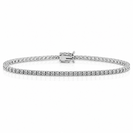 14k White Gold Lab Grown Round Diamond Classic Tennis Bracelet 2.00ctw