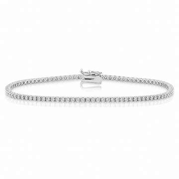 14k White Gold Lab Grown Round Diamond Classic Tennis Bracelet 1.50ctw