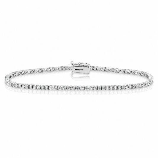 14k White Gold Lab Grown Round Diamond Classic Tennis Bracelet 1.50ctw