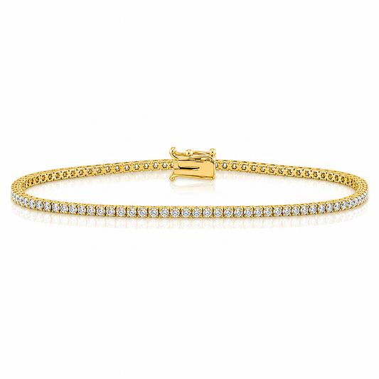 14k Yellow Gold Lab Grown Round Diamond Classic Tennis Bracelet 1.50ctw