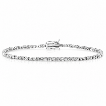 14k White Gold Lab Grown Round Diamond Classic Tennis Bracelet 1.70ctw