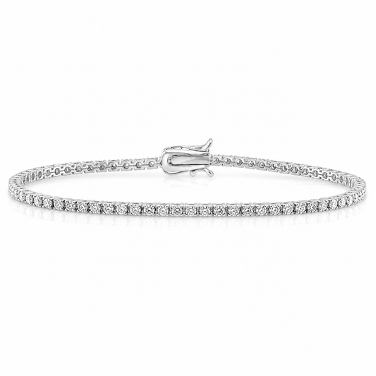 14k White Gold Lab Grown Round Diamond Classic Tennis Bracelet 1.70ctw