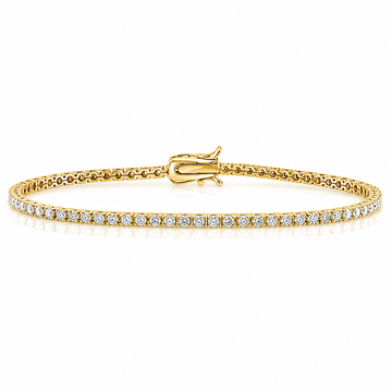 14k Yellow Gold Lab Grown Round Diamond Classic Tennis Bracelet 1.70ctw