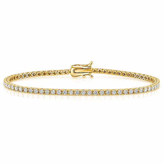 14k Yellow Gold Lab Grown Round Diamond Classic Tennis Bracelet 1.70ctw