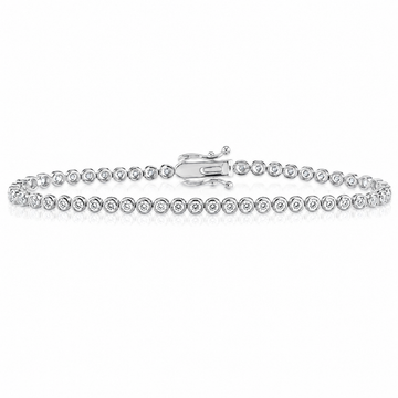 14k White Gold Lab Grown Round Diamond Crown Prong Tennis Bracelet 2.00ctw