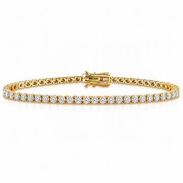 14k Yellow Gold Lab Grown Round Diamond Classic Tennis Bracelet 3.00ctw
