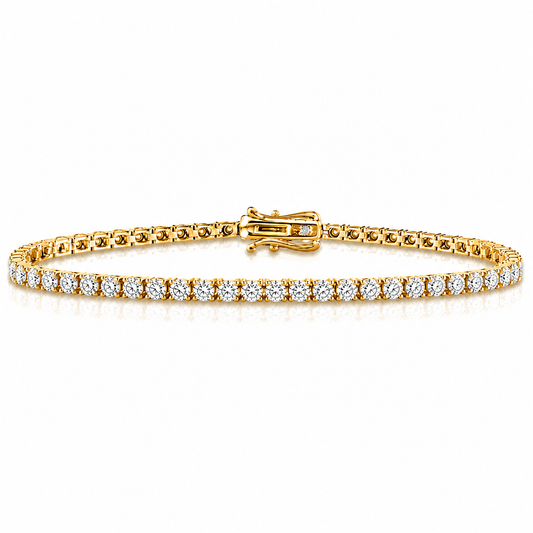 14k Yellow Gold Lab Grown Round Diamond Classic Tennis Bracelet 3.00ctw