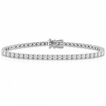 14k White Gold Lab Grown Round Diamond Classic Tennis Bracelet 3.00ctw