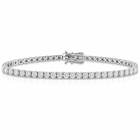 14k White Gold Lab Grown Round Diamond Classic Tennis Bracelet 3.00ctw