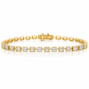 14k Yellow Gold Lab Grown Multi Shape Emerald & Oval Diamond Tennis Bracelet 9.00ctw