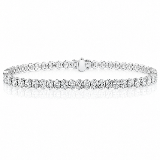 14k White Gold Lab Grown Oval Diamond Tennis Bracelet 9.50ctw