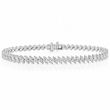 14k White Gold Lab Grown Marquise Diamond Tennis Bracelet 7.25ctw
