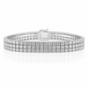14k White Gold Three Row Lab Grown Round Diamond Classic Tennis Bracelet 14.50ctw