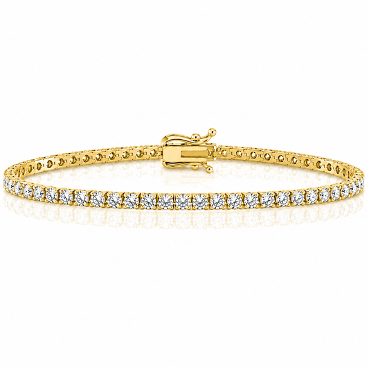 14k Yellow Gold Lab Grown Round Diamond Classic Tennis Bracelet 2.50ctw