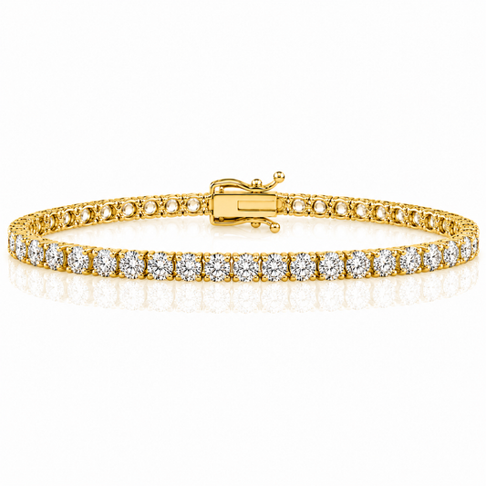 14k Yellow Gold Lab Grown Round Diamond Classic Tennis Bracelet 6.00ctw