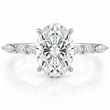 14k White Gold 2.50ct Lab Grown Oval Diamond Marquise Band Invisible Halo Engagement Ring
