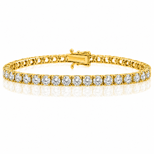 14k Yellow Gold Lab Grown Round Diamond Classic Tennis Bracelet 7.00ctw