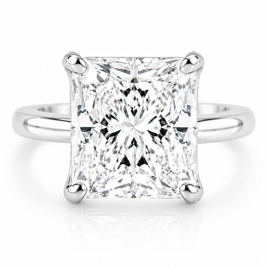 14k White Gold 5.00ct Lab Grown Square Radiant Diamond Solitaire Engagement Ring