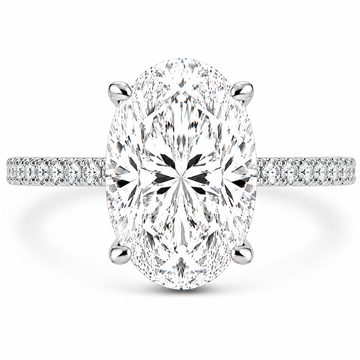 14k White Gold 4.00ct Lab Grown Oval Diamond Band Engagement Ring