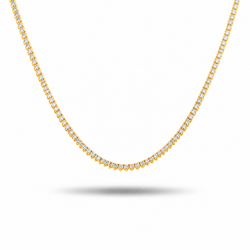 14k Yellow Gold Lab Grown 3-Prong Diamond Tennis Necklace 4.50ctw