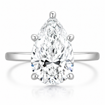 14k White Gold 5.00ct Lab Grown Pear Diamond Invisible Halo Solitaire Engagement Ring