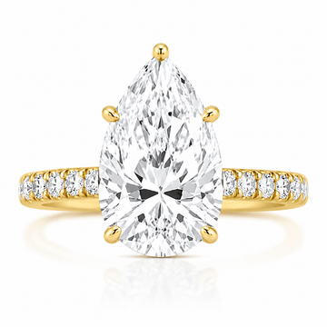 14k Yellow Gold 4.00ct Lab Grown Pear Diamond Invisible Halo Engagement Ring