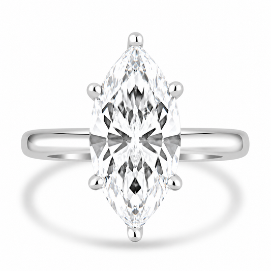 18k White Gold 3.00ct Lab Grown Marquise Diamond Solitaire Engagement Ring