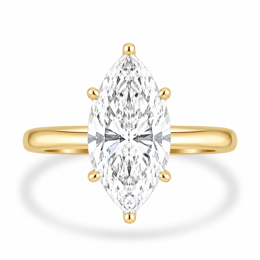 14k Yellow Gold 2.50ct Lab Grown Marquise Diamond Solitaire Engagement Ring
