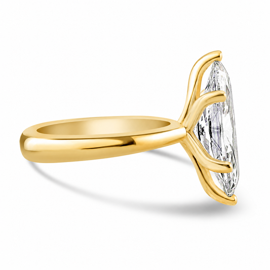 14k Yellow Gold 2.50ct Lab Grown Marquise Diamond Solitaire Engagement Ring