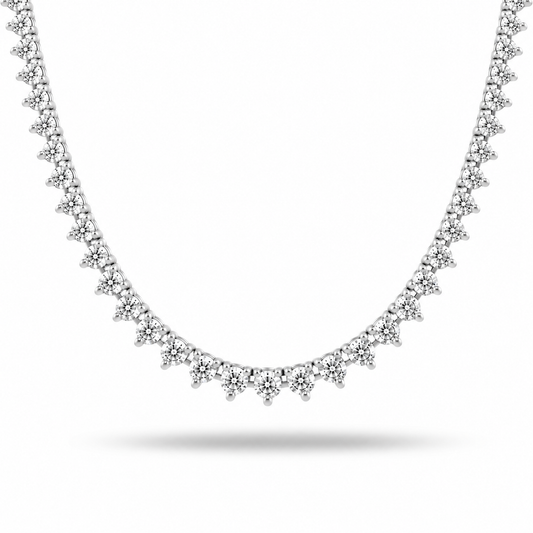 14k White Gold Lab Grown Diamond 3-Prong Tennis Necklace 7.00ctw