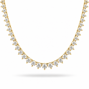 14k Yellow Gold Lab Grown Diamond 3-Prong Tennis Necklace 7.00ctw