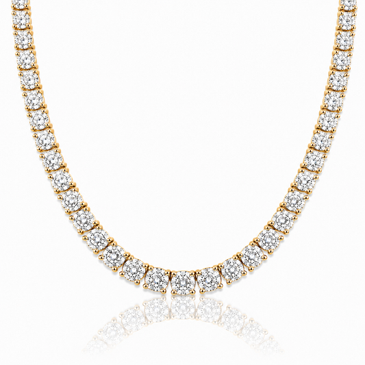 14k Yellow Gold Lab Grown Diamond Classic Tennis Necklace 13.00ctw