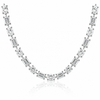 14k White Gold Lab Grown Emerald & Oval Diamond Tennis Necklace 18.00ctw
