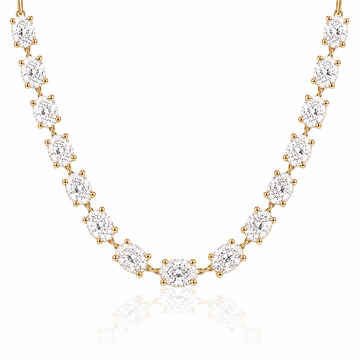 14k Yellow Gold Lab Grown Oval Diamond Tennis Necklace 15.00ctw