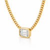 14k Yellow Gold 3.00ct Lab Grown Emerald Diamond Bezel Cuban Link Necklace