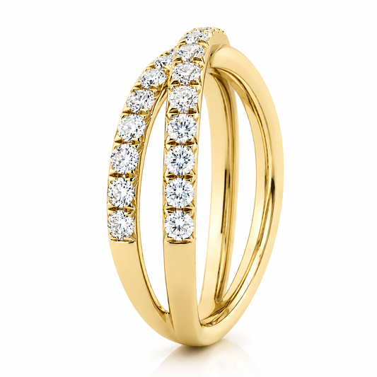 18k Yellow Gold Criss Cross Infinity Diamond Band 1.00ctw