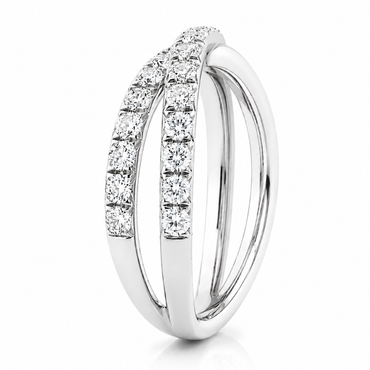 14k White Gold Lab Grown Criss Cross Infinity Diamond Band 1.00ctw