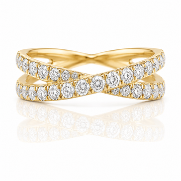 18k Yellow Gold Criss Cross Infinity Diamond Band 1.00ctw